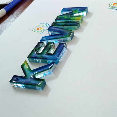 Personalized Resin Art Nameplate in MDF Frame