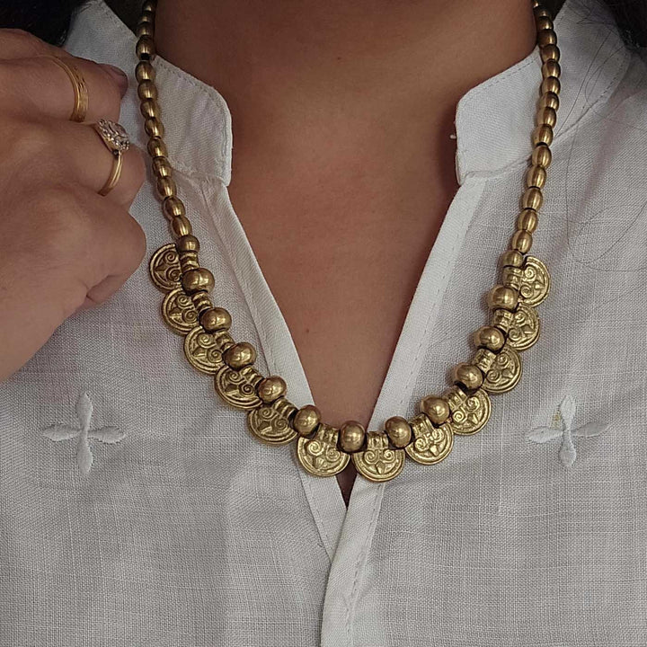 Handmade Sharvani Design Brass Short Necklace
