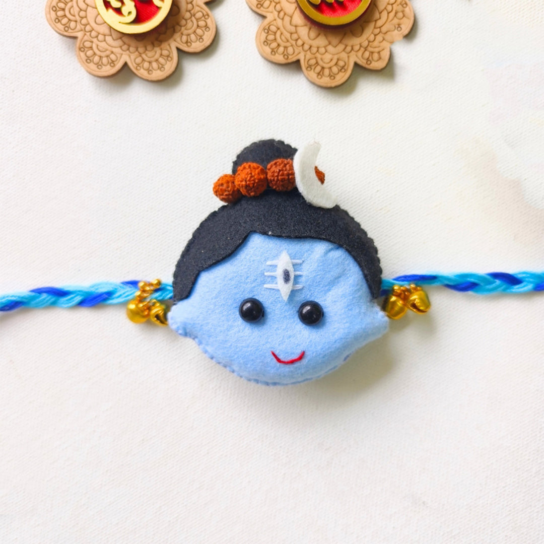 Handmade Felt Baby Shiva Rakhi with Ghungroo Detail For Baby Brother