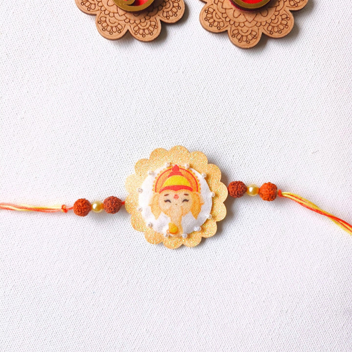 Handmade Felt Ganapati Rakhi with Glow-in-the-Dark Effect For Kids