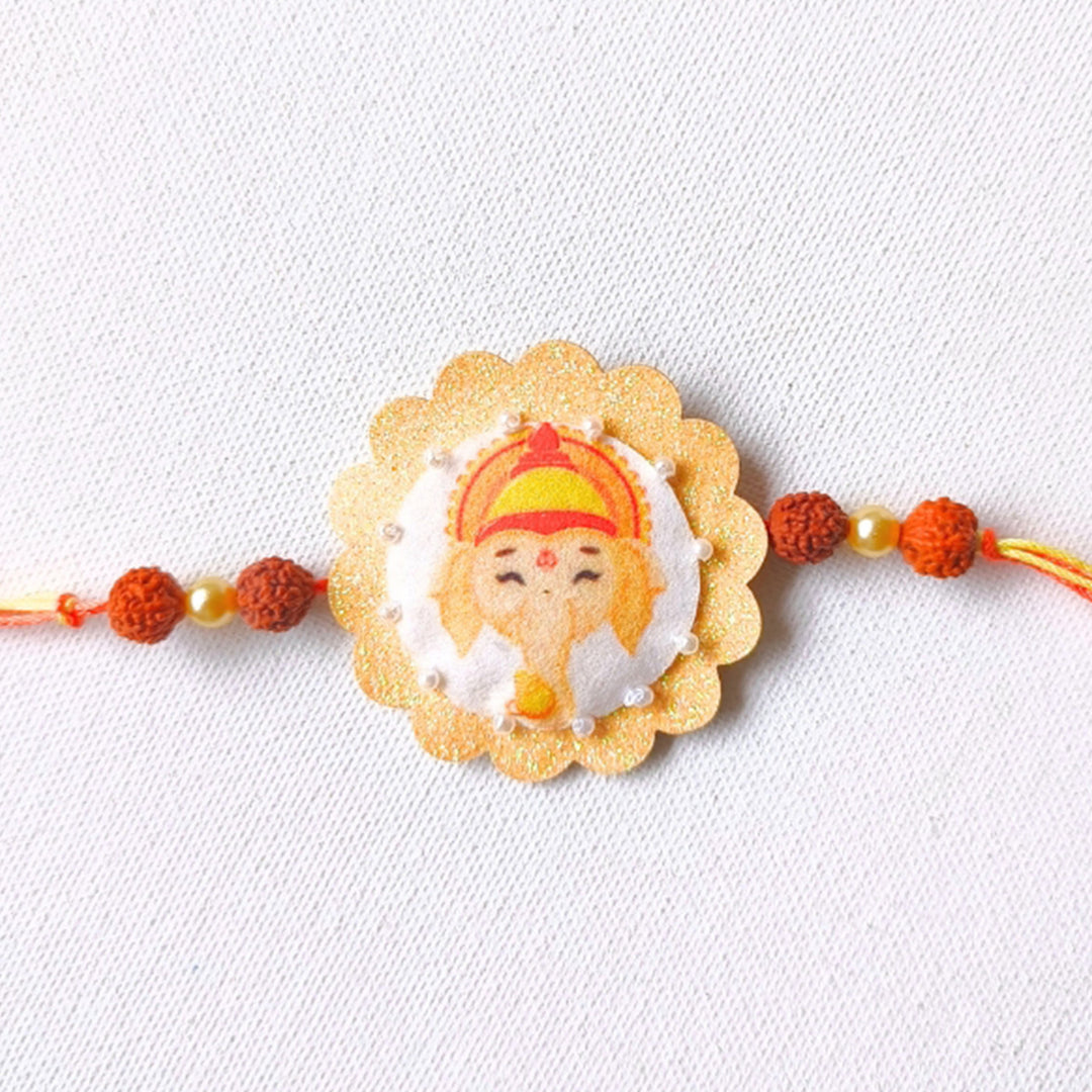 Handmade Felt Ganapati Rakhi with Glow-in-the-Dark Effect For Kids