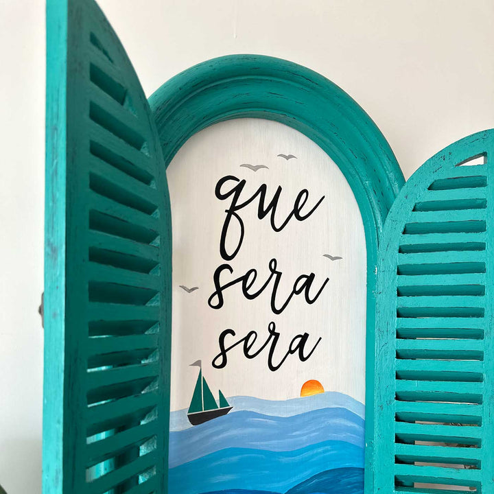 Large Arched Vintage Window Name Plate With Beach Theme