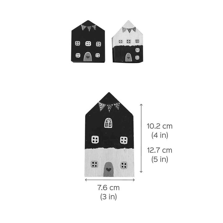 Handcrafted Santorini Miniature Houses Wooden Table Decor For Christmas Decoration | Set Of 3