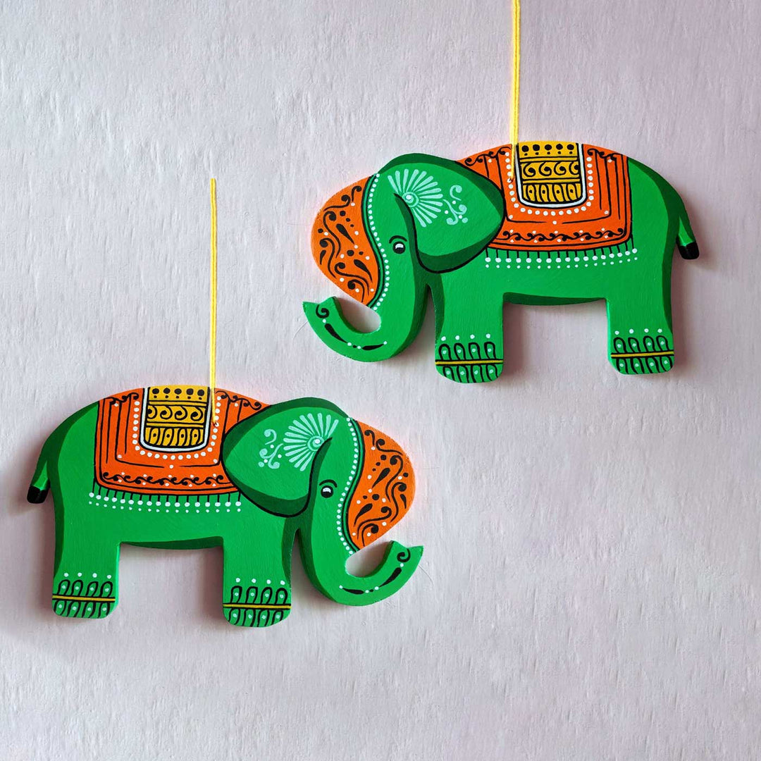 Handpainted Wooden Elephant String Wall Hangings