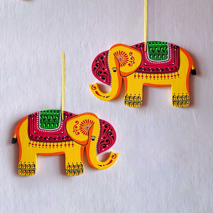 Handpainted Wooden Elephant String Wall Hangings