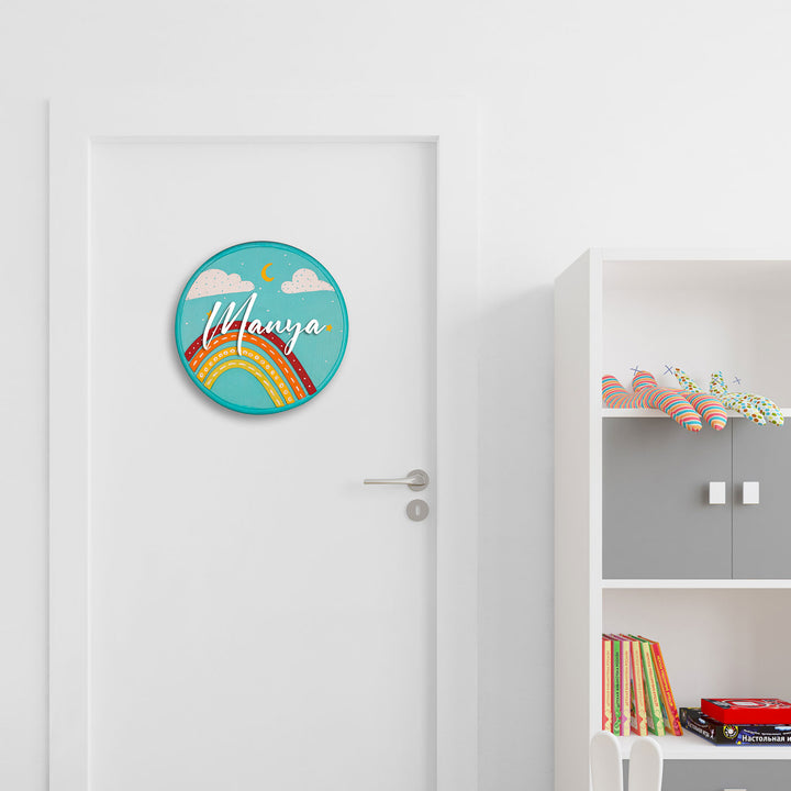 Handpainted Rainbow Wooden Kids Nameplate