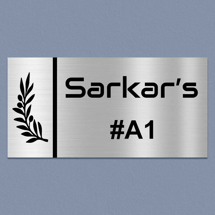 Personalized Leaf Theme Stainless Steel Name Plate