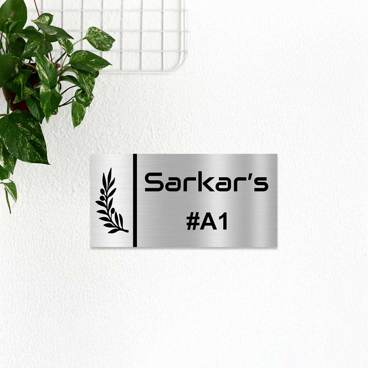 Personalized Leaf Theme Stainless Steel Name Plate