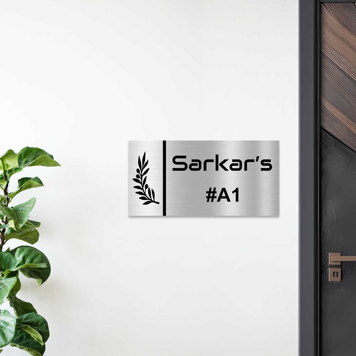 Personalized Leaf Theme Stainless Steel Name Plate