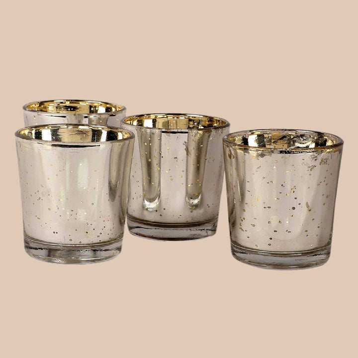 Handmade Silver Votive Glass Tealight Holder | Set of 4