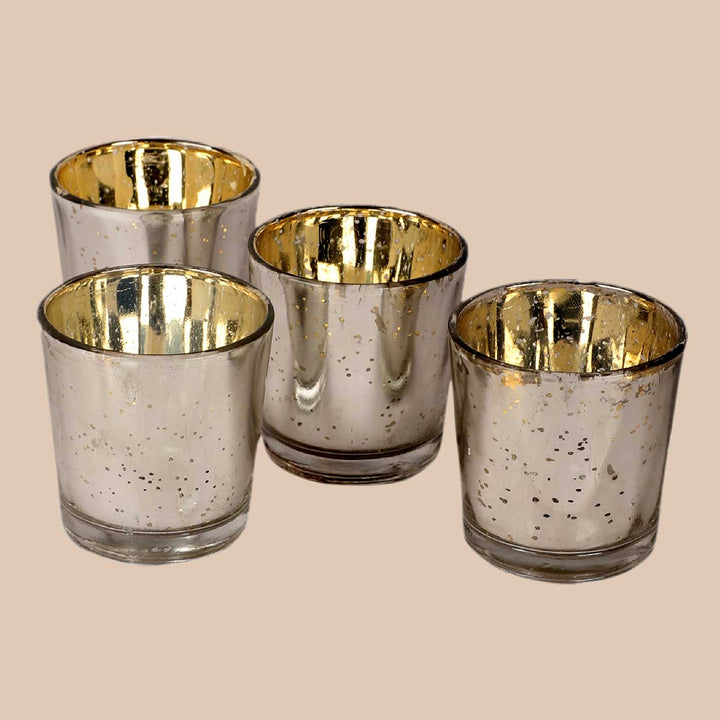 Handmade Silver Votive Glass Tealight Holder | Set of 4