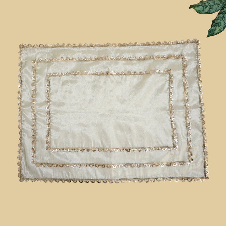 Handmade Tissue Fabric Tray Cover With Scallop Detail For Festive Decor