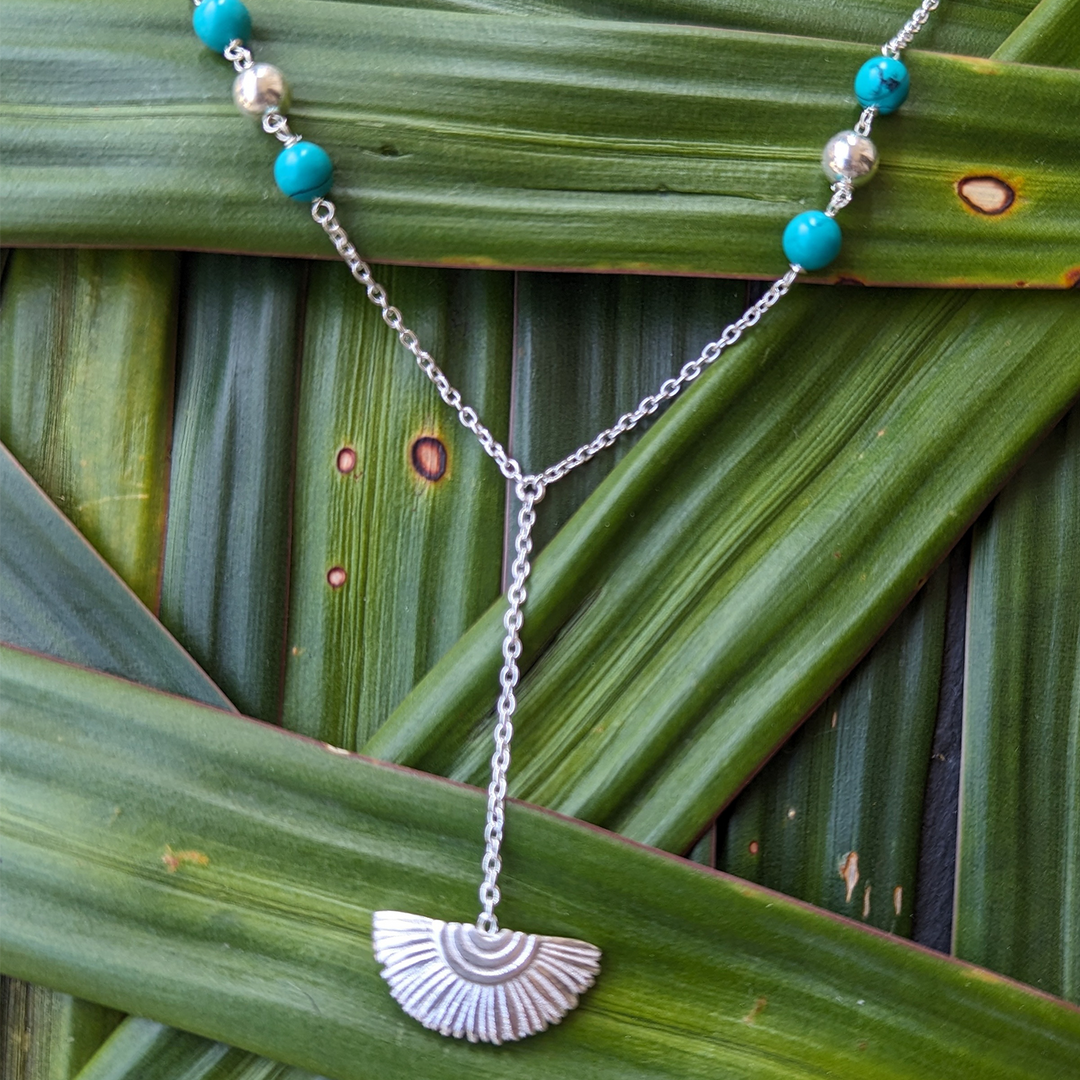 Handmade Beaded Suncrest Silver Necklace