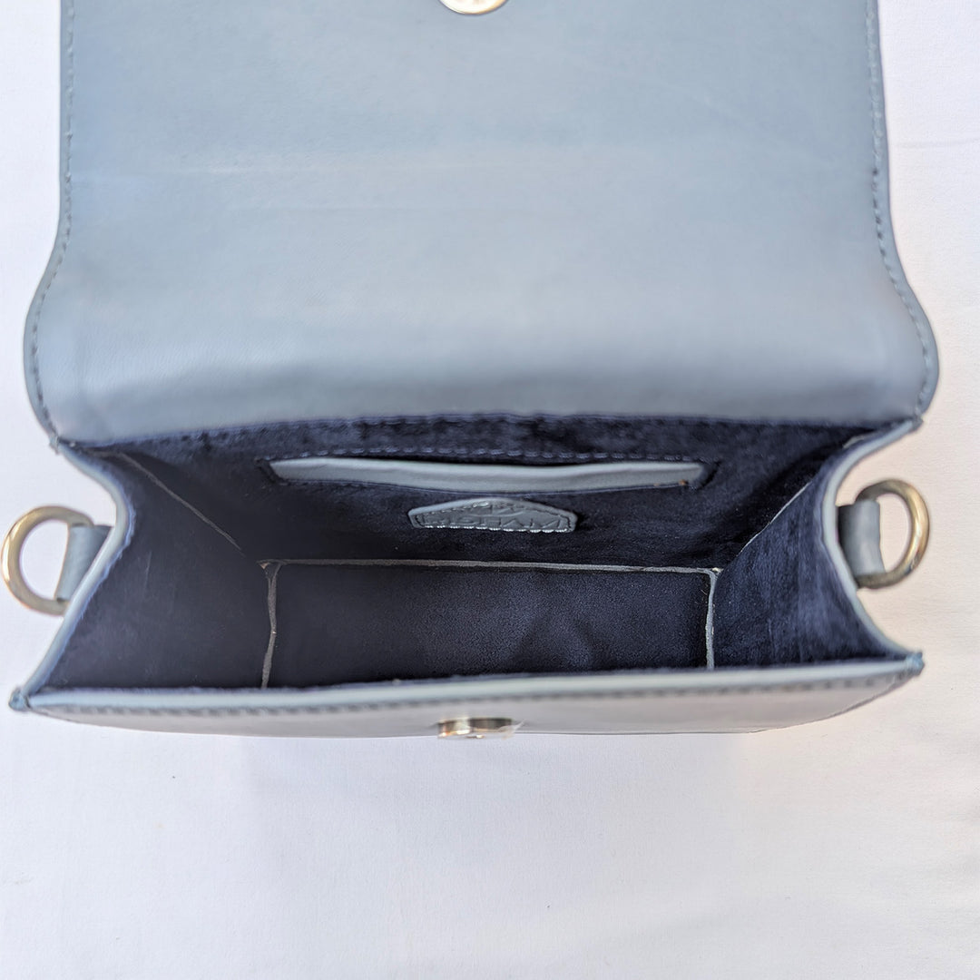 Beaded Silver Storm Leather Sling Bag