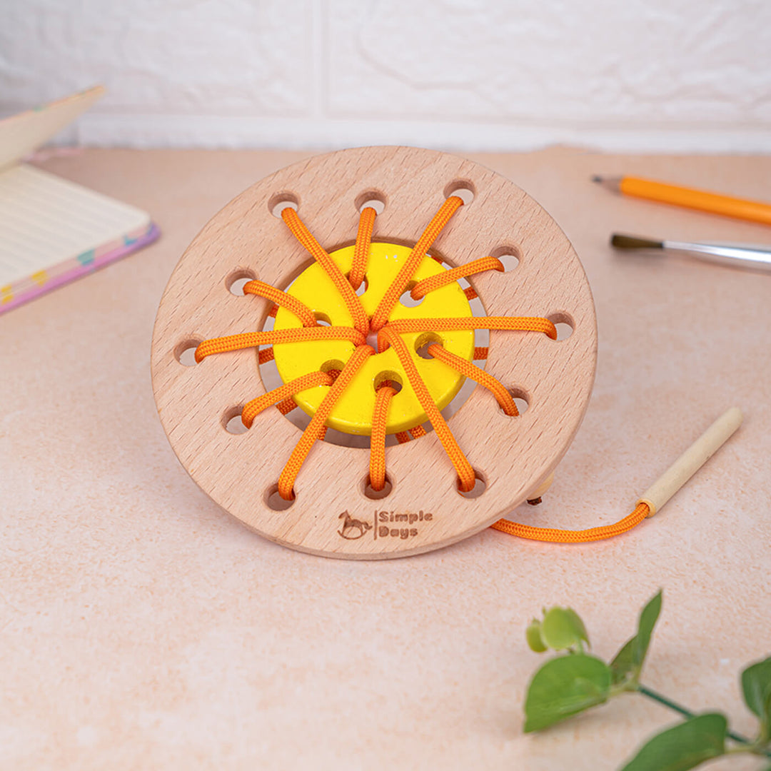 Traditional Wooden Ring Sewing Activity Toy