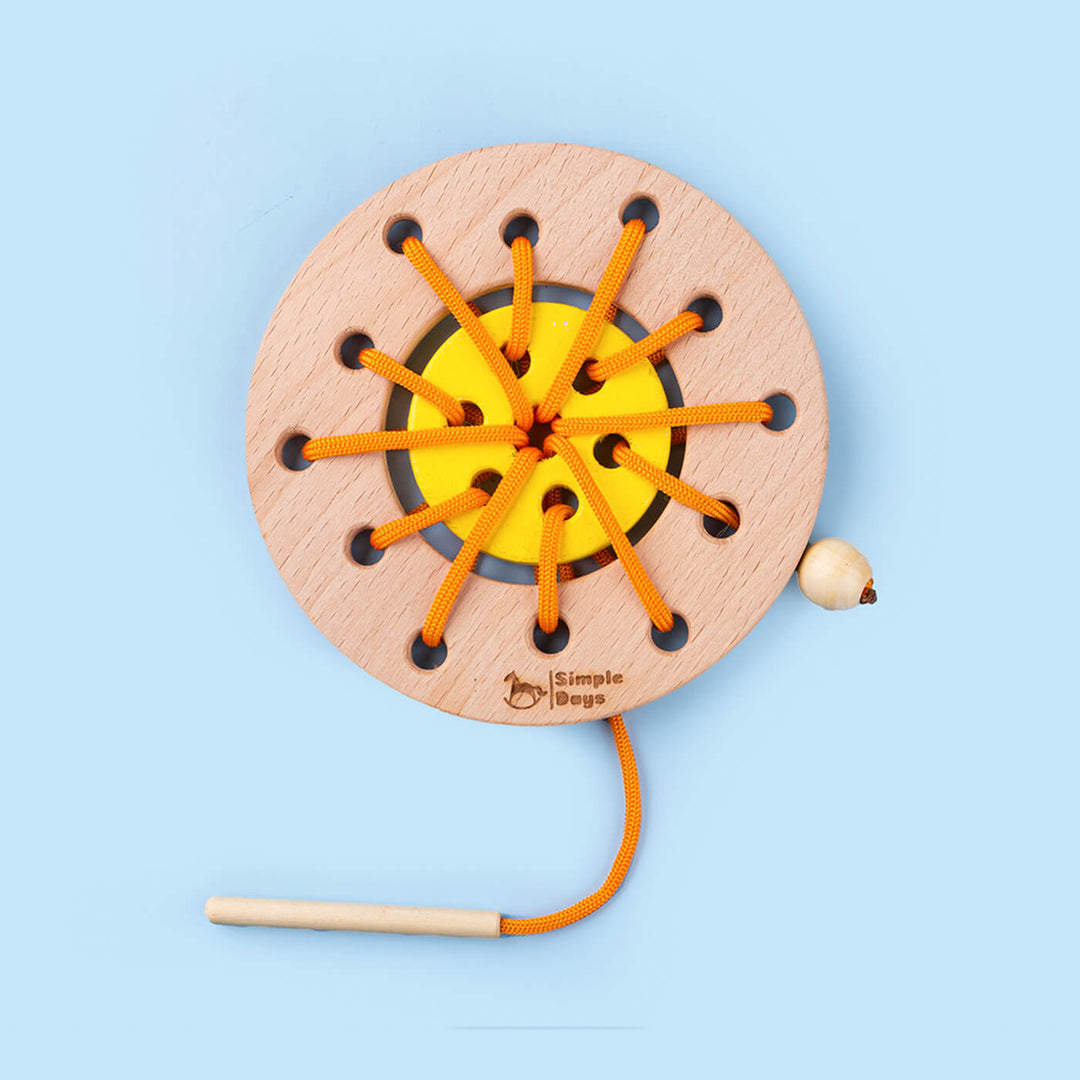 Traditional Wooden Ring Sewing Activity Toy