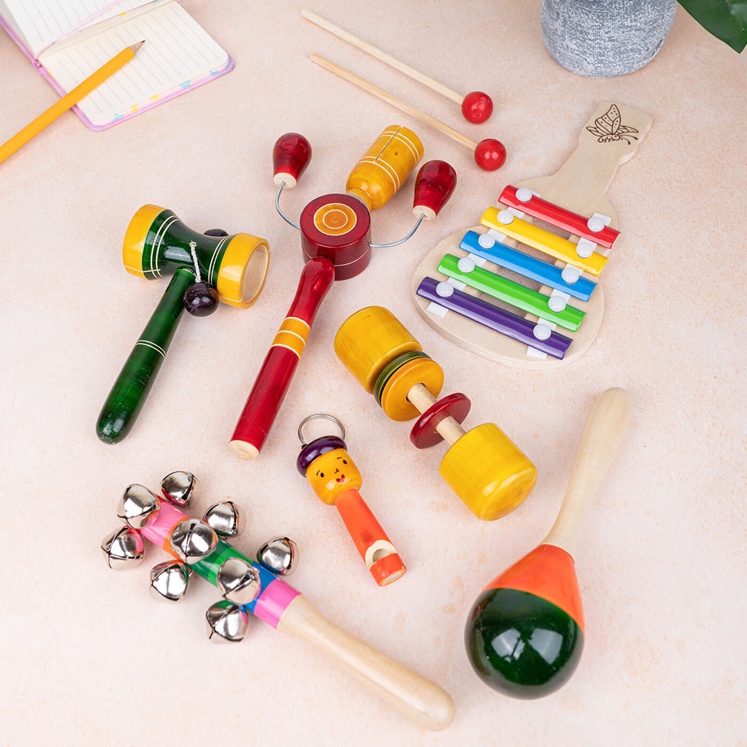 Wooden Musical Rattle Toy Set (Set of 6)