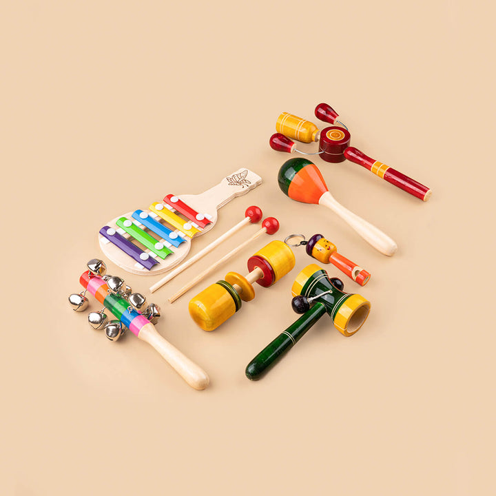 Wooden Musical Rattle Toy Set (Set of 6)