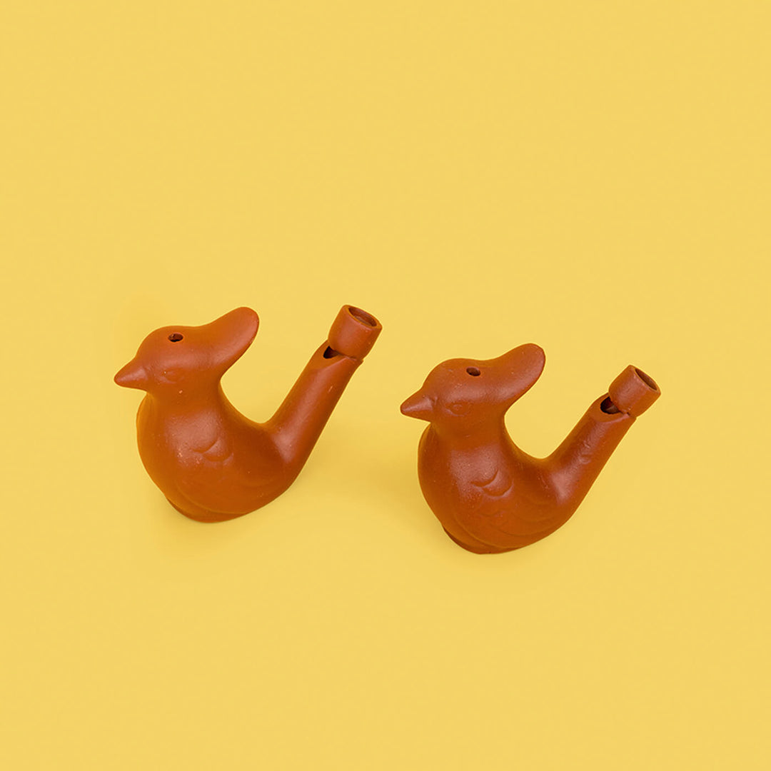 Handmade Clay Bird Water Whistle (Set of 2)