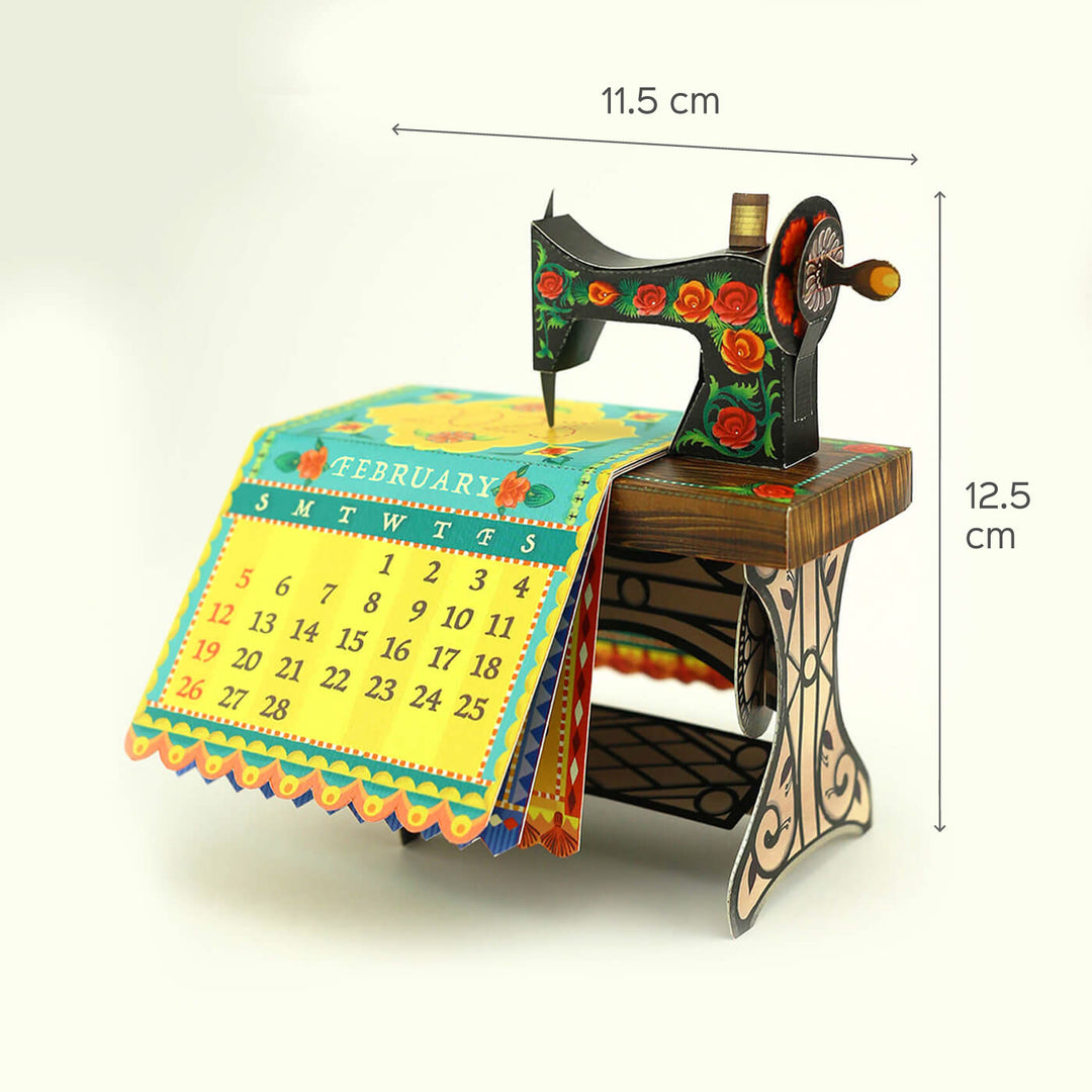 Mini Sewing Machine Desk Calendar 2024 DIY Paper Craft Kit