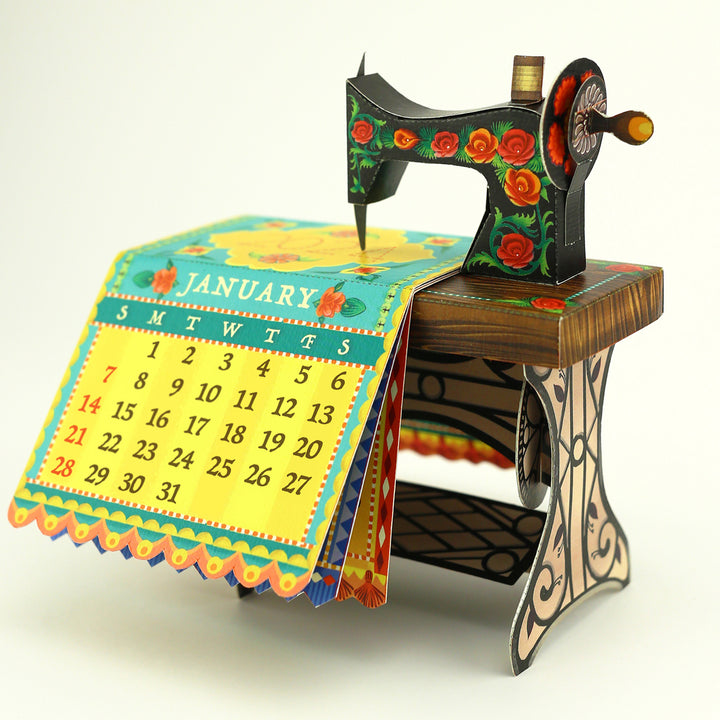 Mini Sewing Machine Desk Calendar 2025 DIY Paper Craft Kit