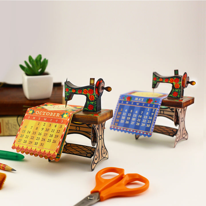 Mini Sewing Machine Desk Calendar 2025 DIY Paper Craft Kit