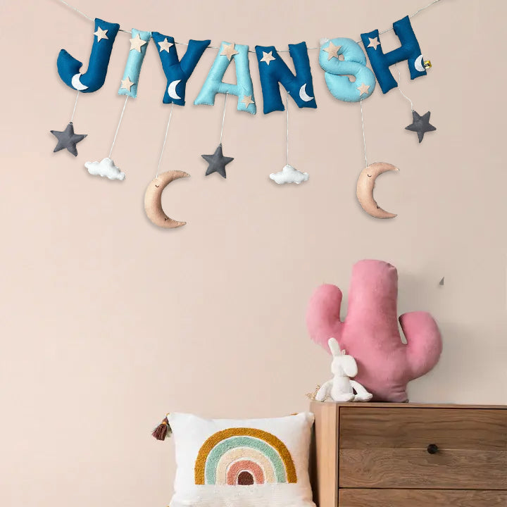 Handcrafted Personalized Sky Themed Bunting For Kids