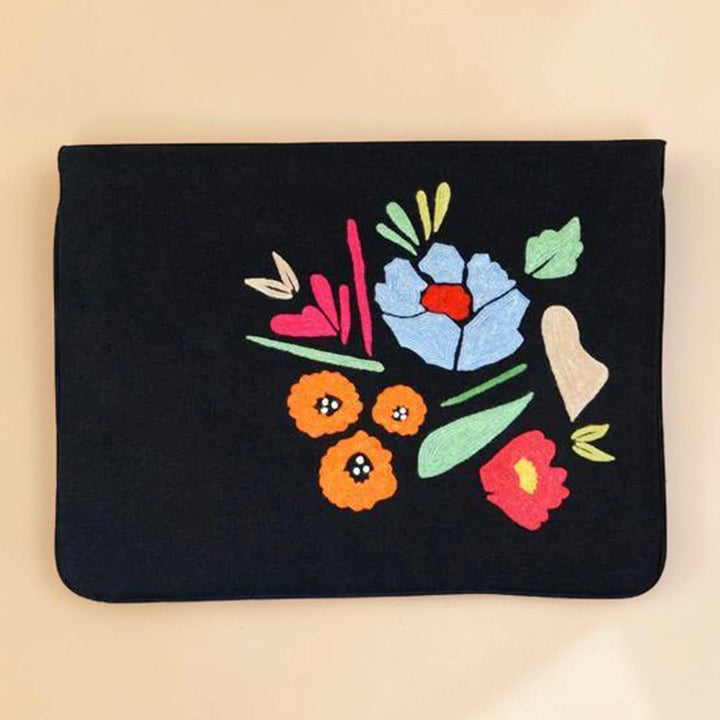 Corsage Aari Embroidered Black Laptop Sleeve
