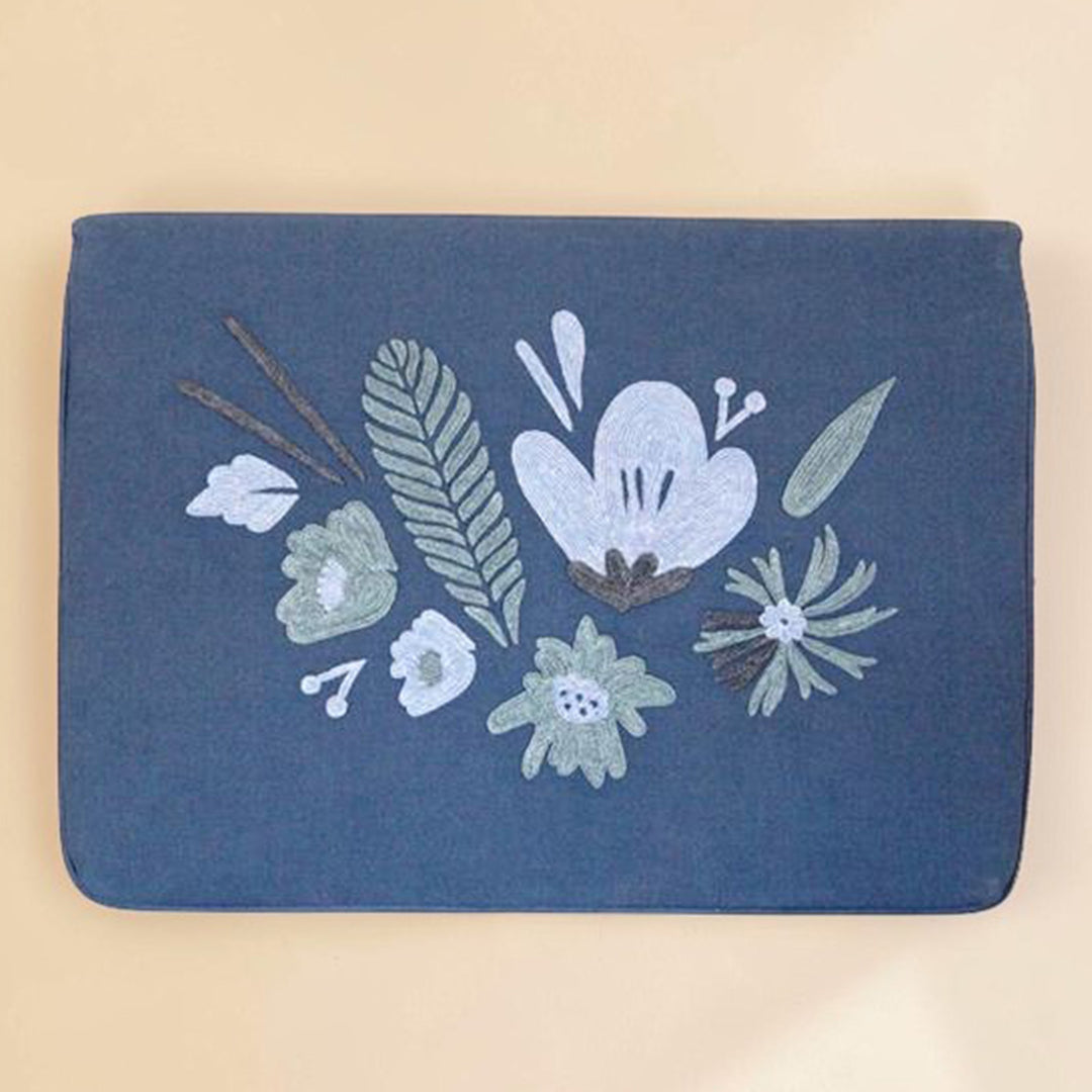 Corsage Aari Embroidered Blue Floral Laptop Sleeve