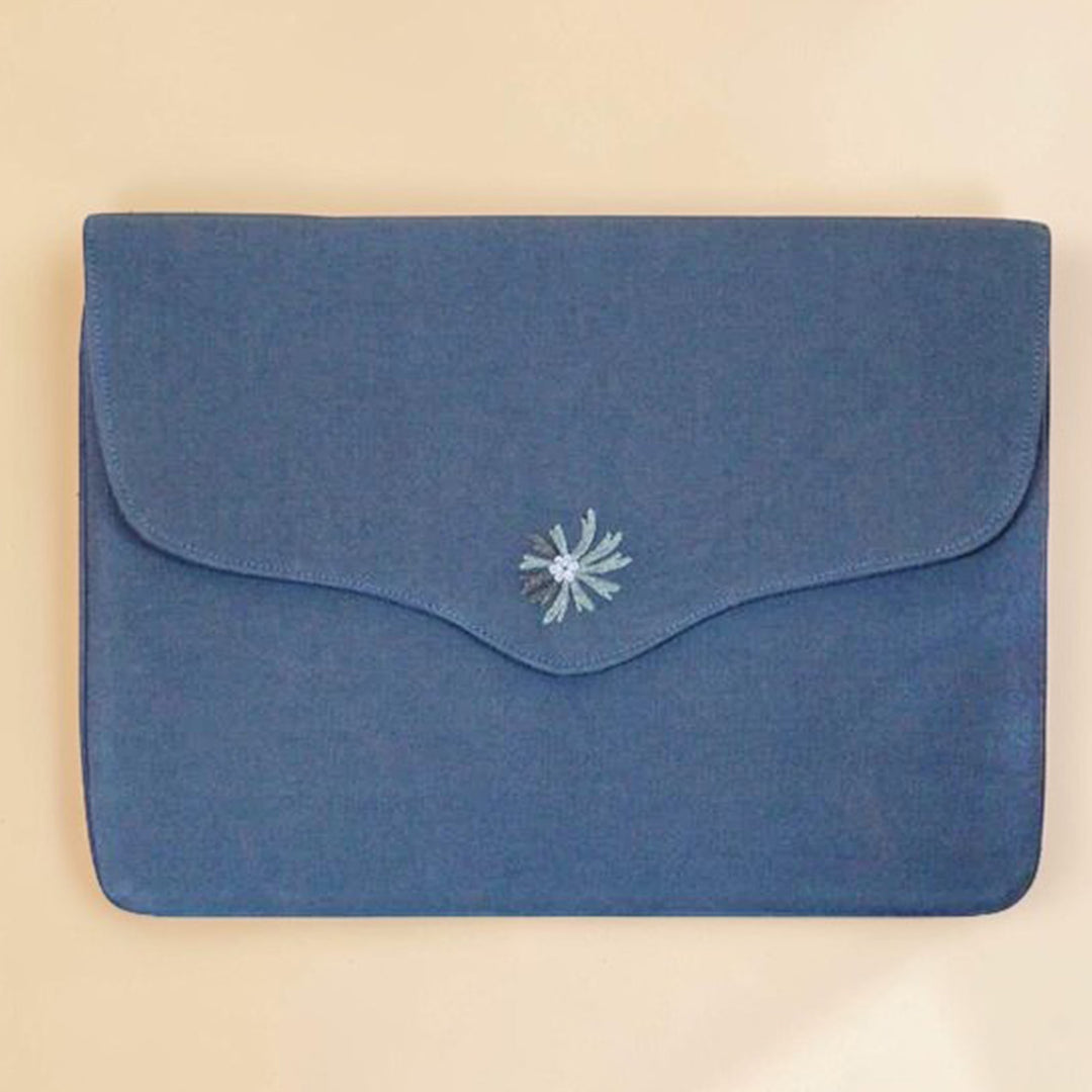 Corsage Aari Embroidered Blue Floral Laptop Sleeve