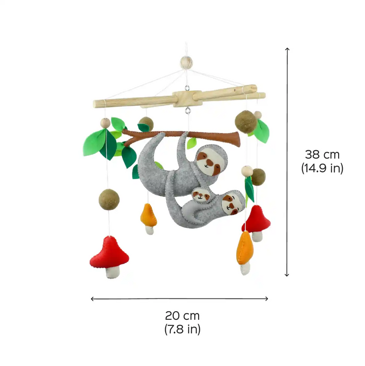 Handmade Sloth Family Theme Felt Cot Mobile