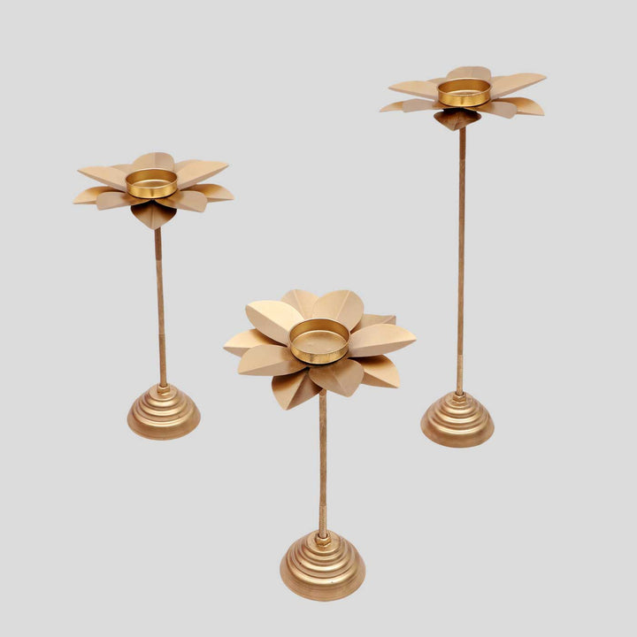Handmade Flower Petals Tealight Holder With Detachable Stands | Set of 3