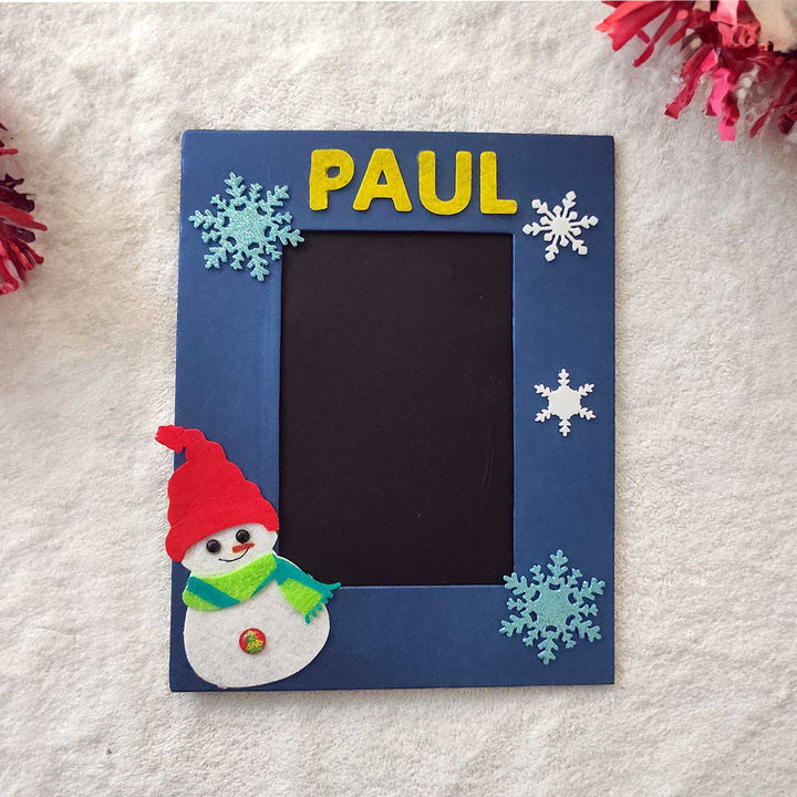 Personalized Snow Man Theme Felt Photo Frame | Xmas Gifting Ideas