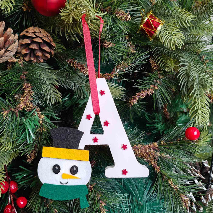Handmade Snowman Monogram Charm Ornament