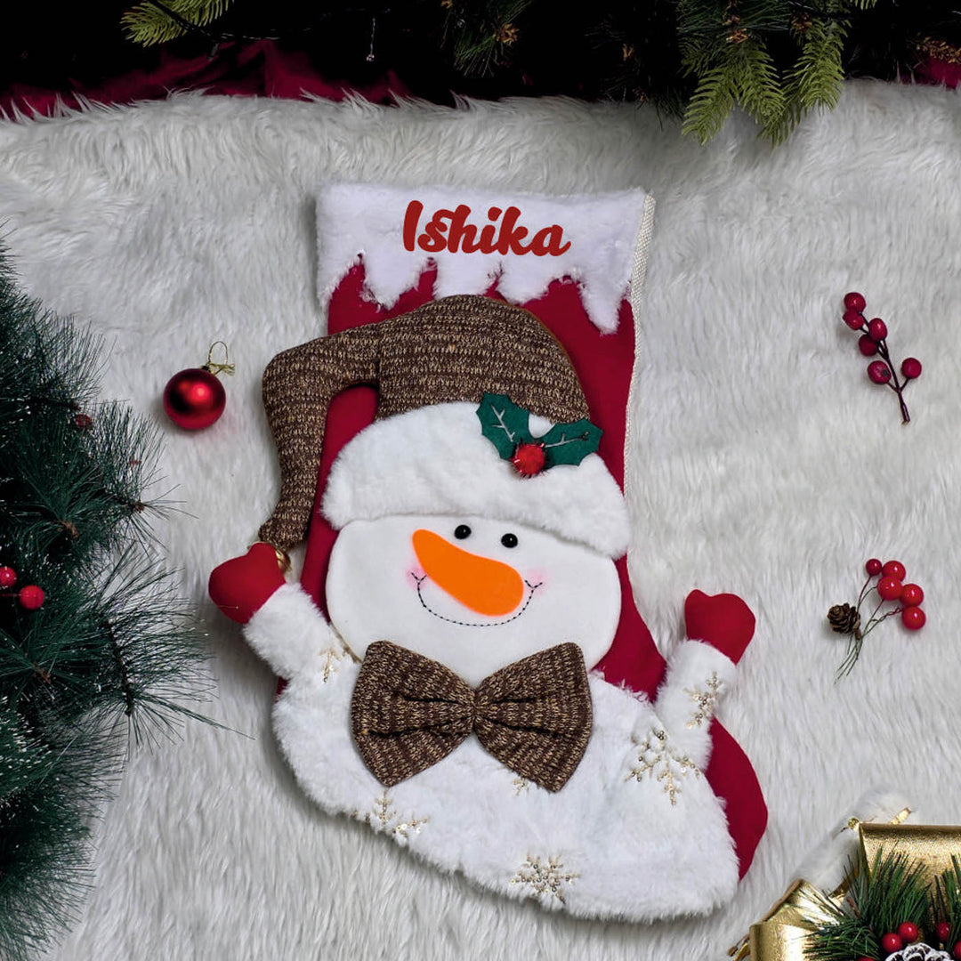 Personalized Handmade Snowy Snuggle Snowman Stocking