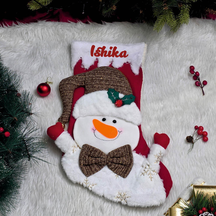 Personalized Handmade Snowy Snuggle Snowman Stocking