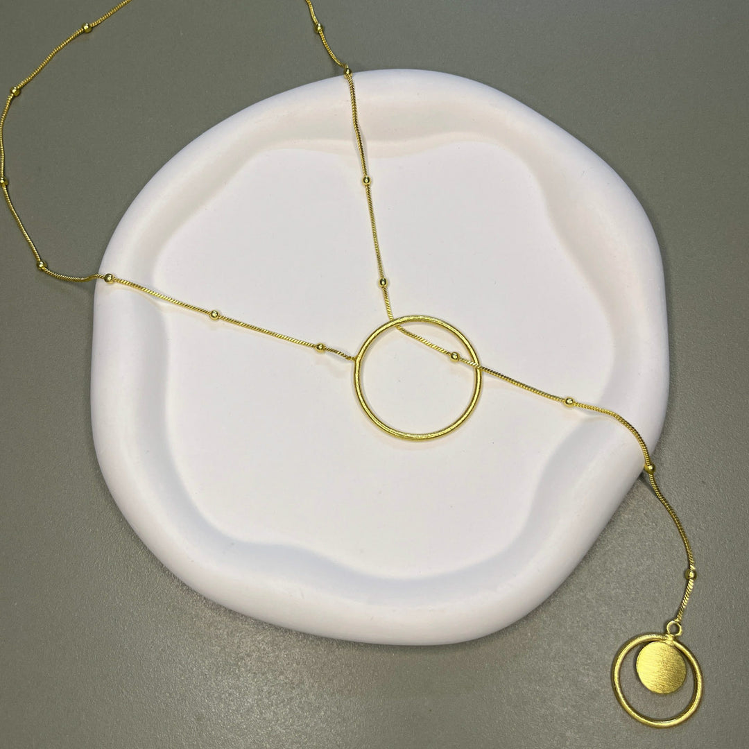 Handmade Solara Circle Lariat Brass Necklace