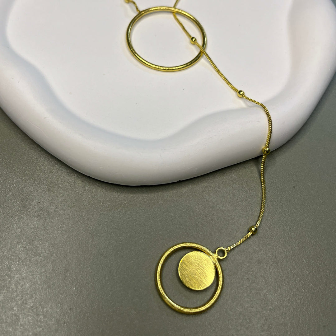 Handmade Solara Circle Lariat Brass Necklace