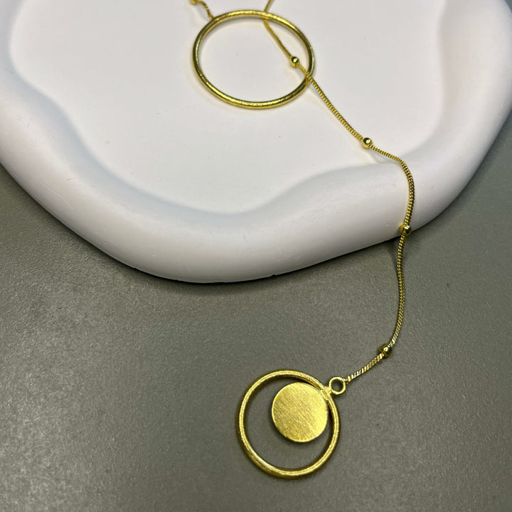 Handmade Solara Circle Lariat Brass Necklace