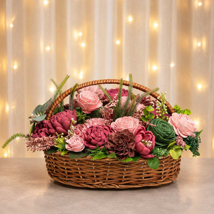 Solawood Floral Arrangement Vintage Willow Basket