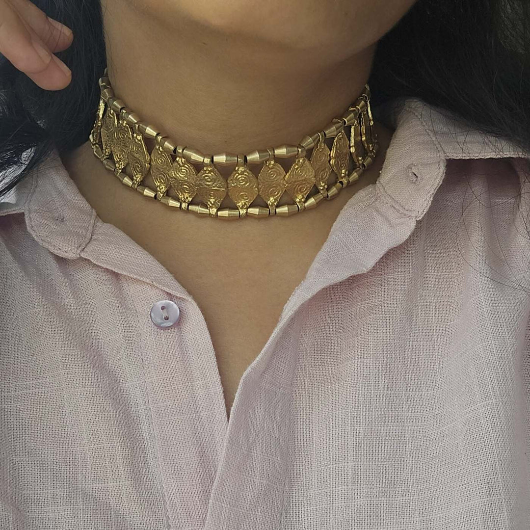 Handmade Solstice Design Choker Brass Necklace