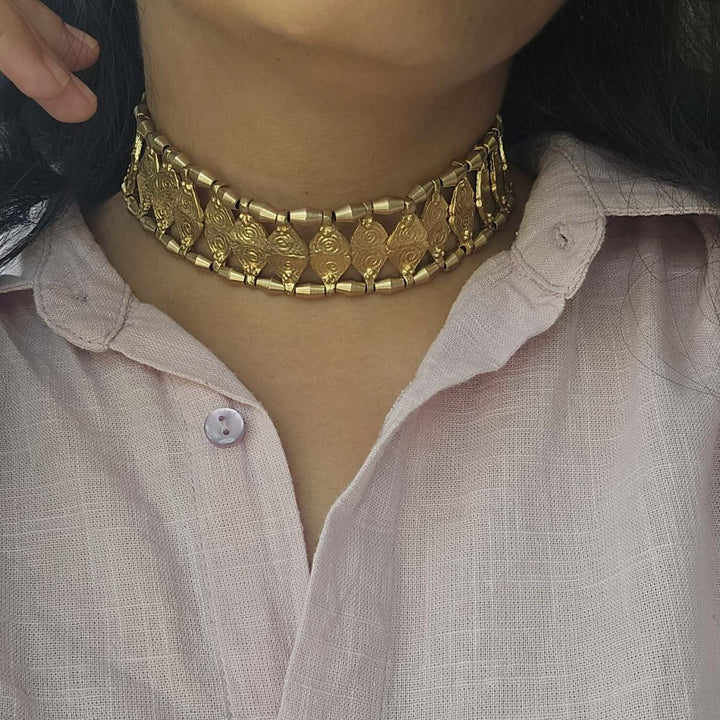 Handmade Solstice Design Choker Brass Necklace