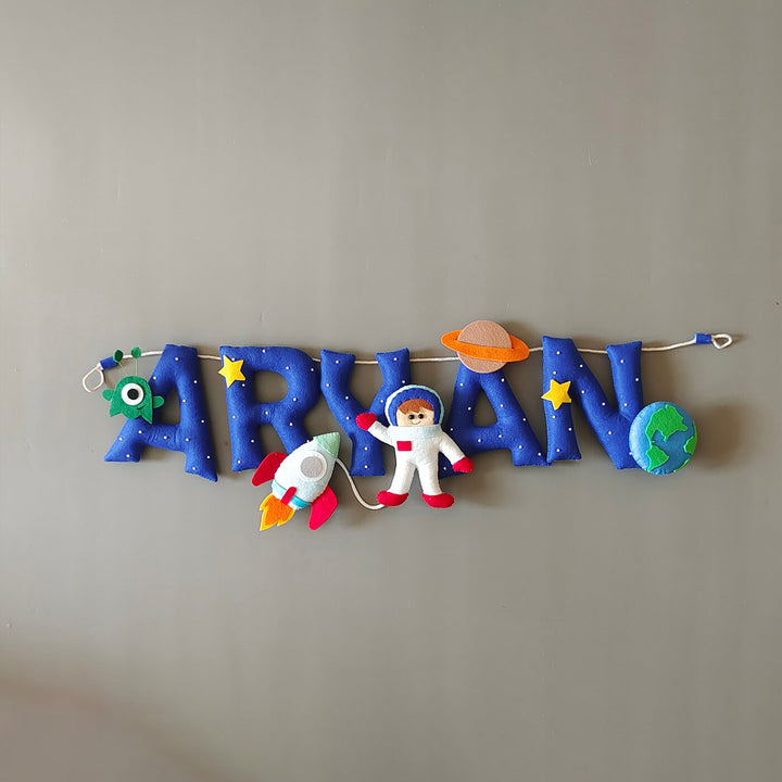 Hand-stitched Space Themed Felt Name Bunting
