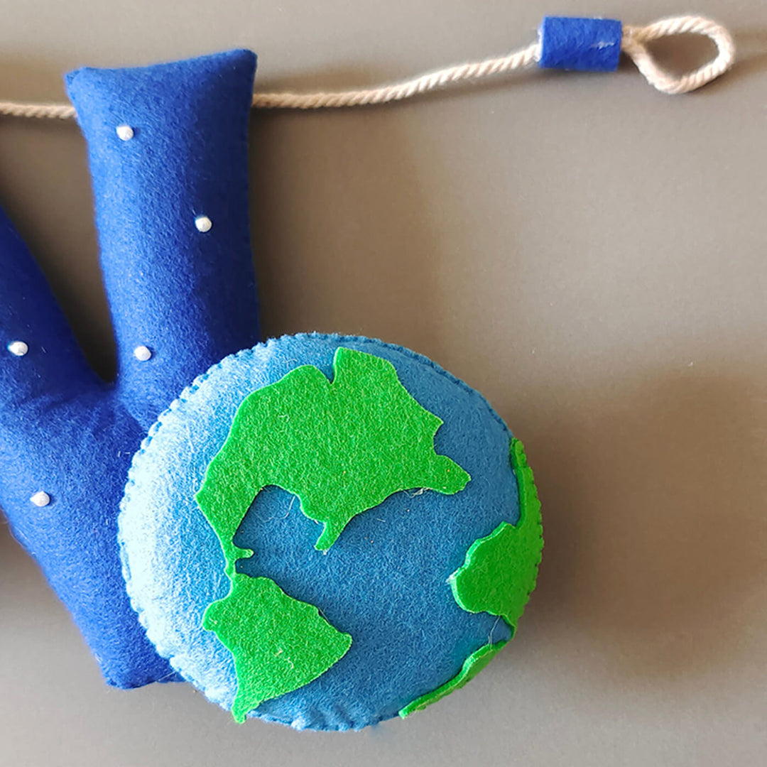 Hand-stitched Space Themed Felt Name Bunting