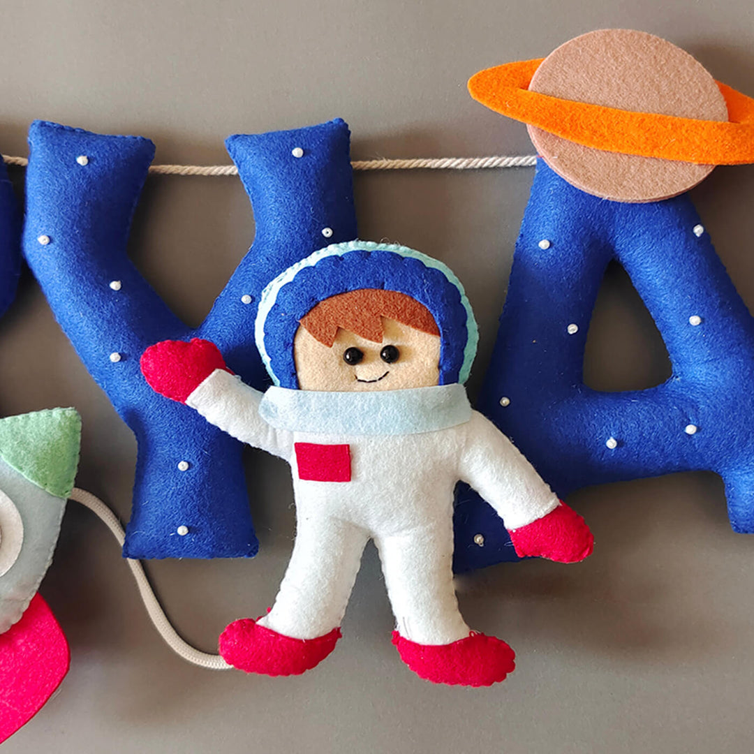 Hand-stitched Space Themed Felt Name Bunting