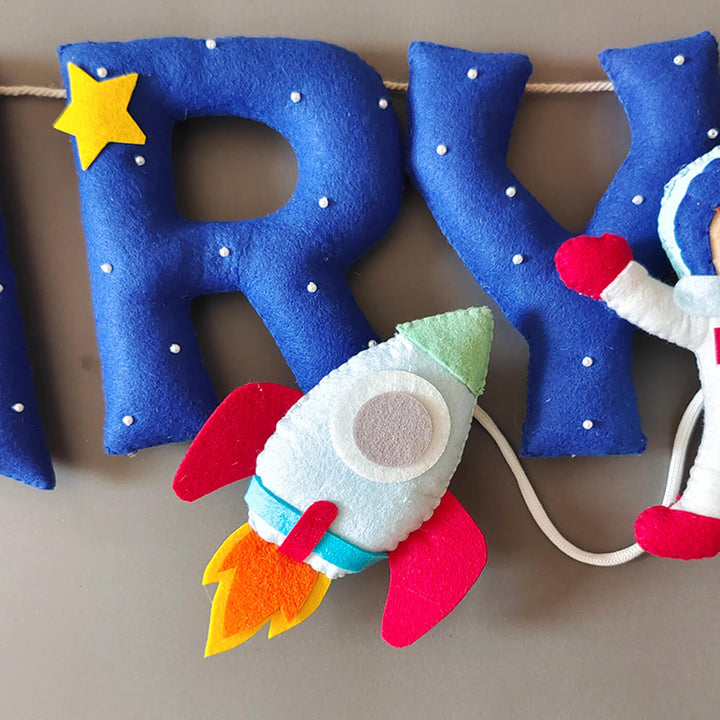 Hand-stitched Space Themed Felt Name Bunting