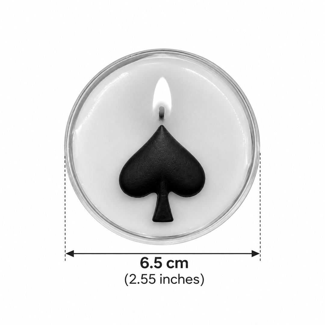 Set Of 4 | Handcrafted Card Suite Spade, Heart, Club & Diamond Clear Cup Morning Rose Scented Soy Wax Tealight Candles