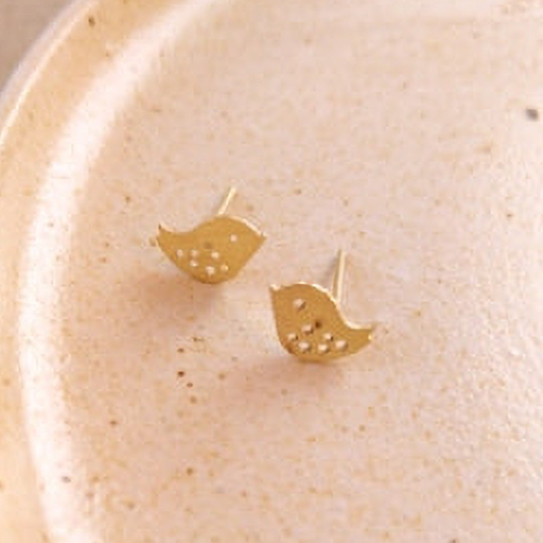 Handmade Sparrow Stud Brass Earrings