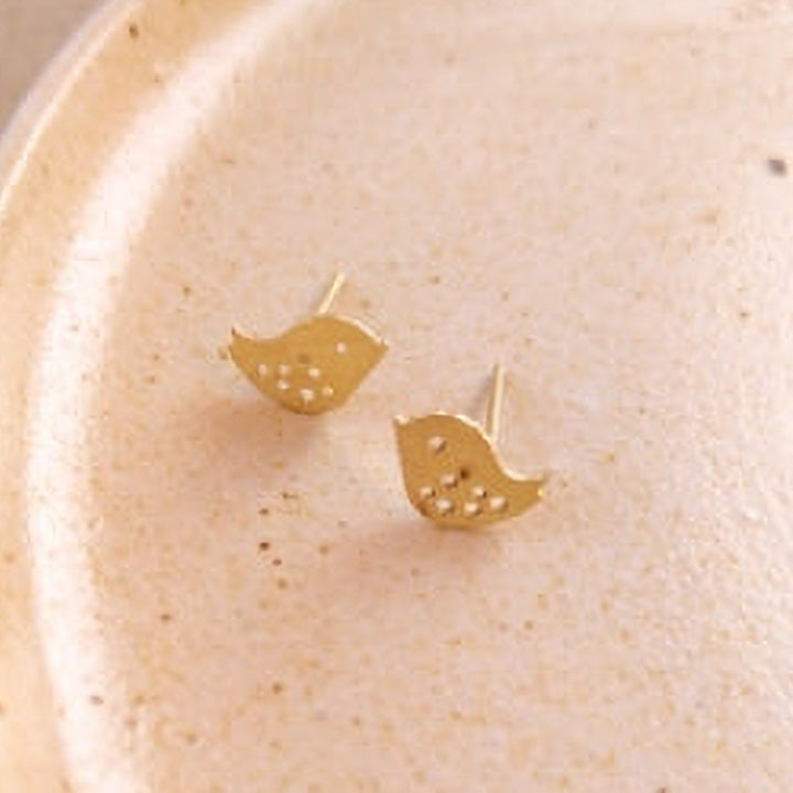 Handmade Sparrow Stud Brass Earrings