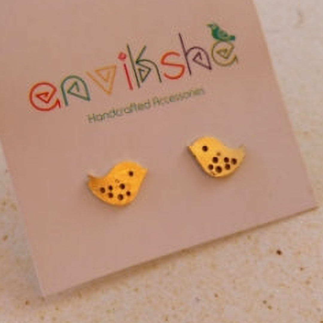 Handmade Sparrow Stud Brass Earrings